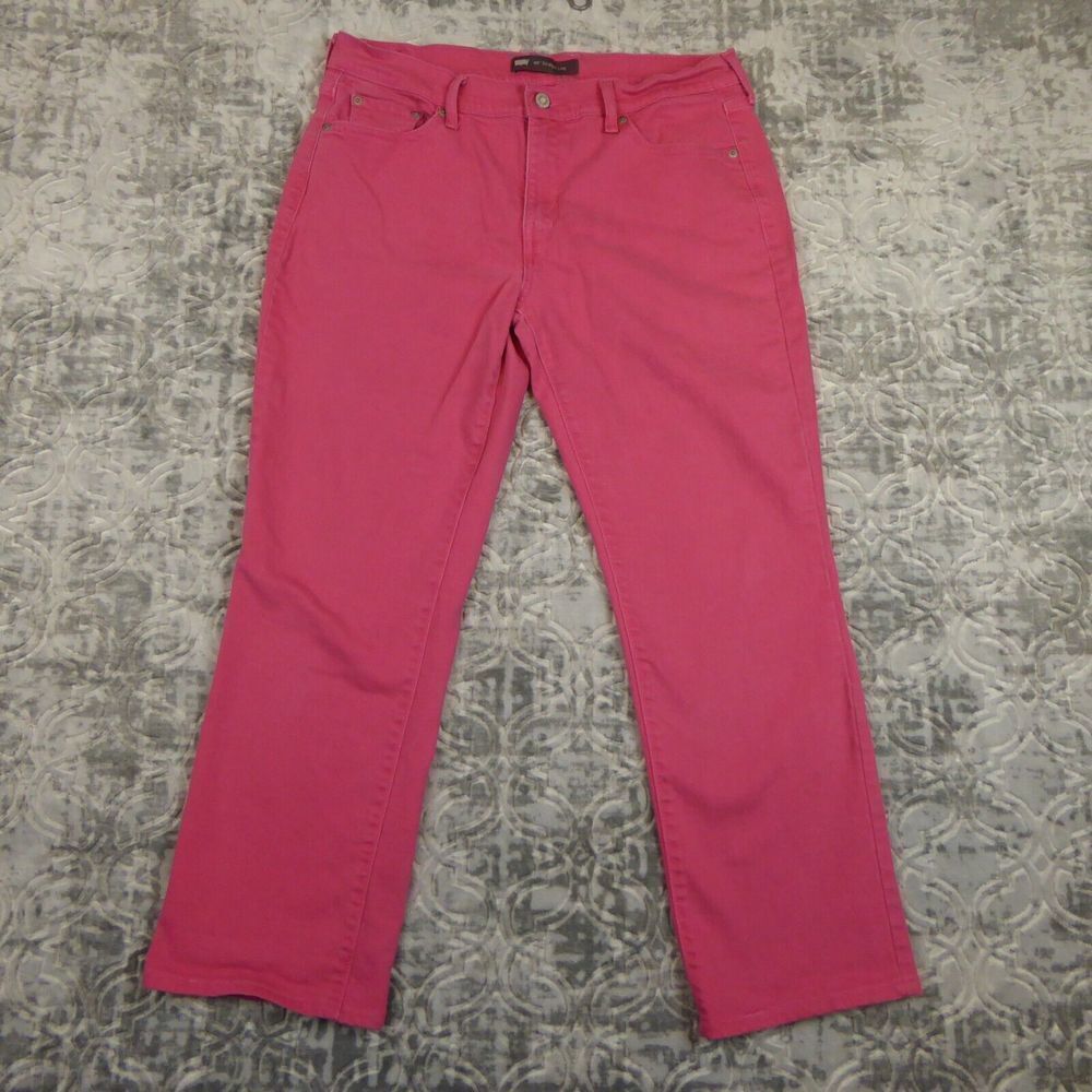 Levis 505 Jeans Womens 12M Pink Denim Straight Leg Measures 34x27